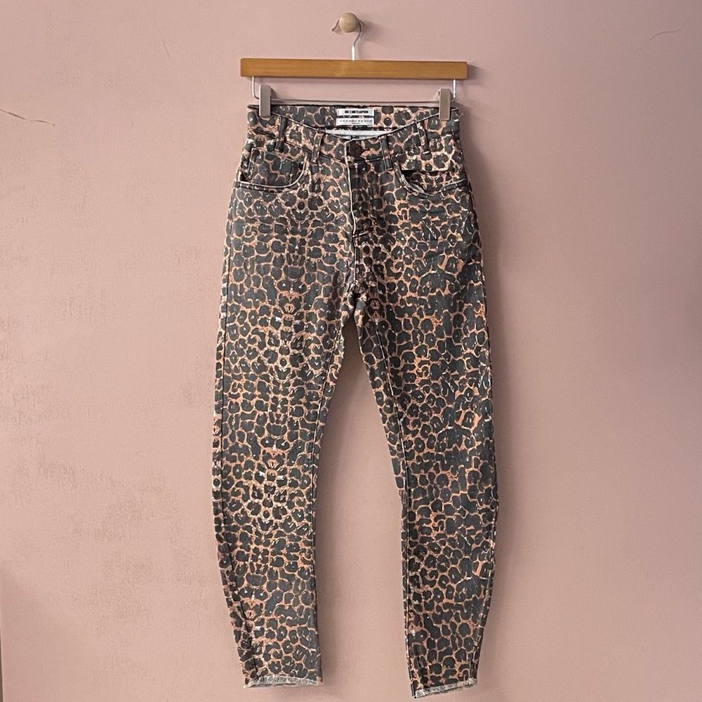 One x One Teaspoon Scallywags Brown/Black Leopard Print High Waist Jean NWT 26